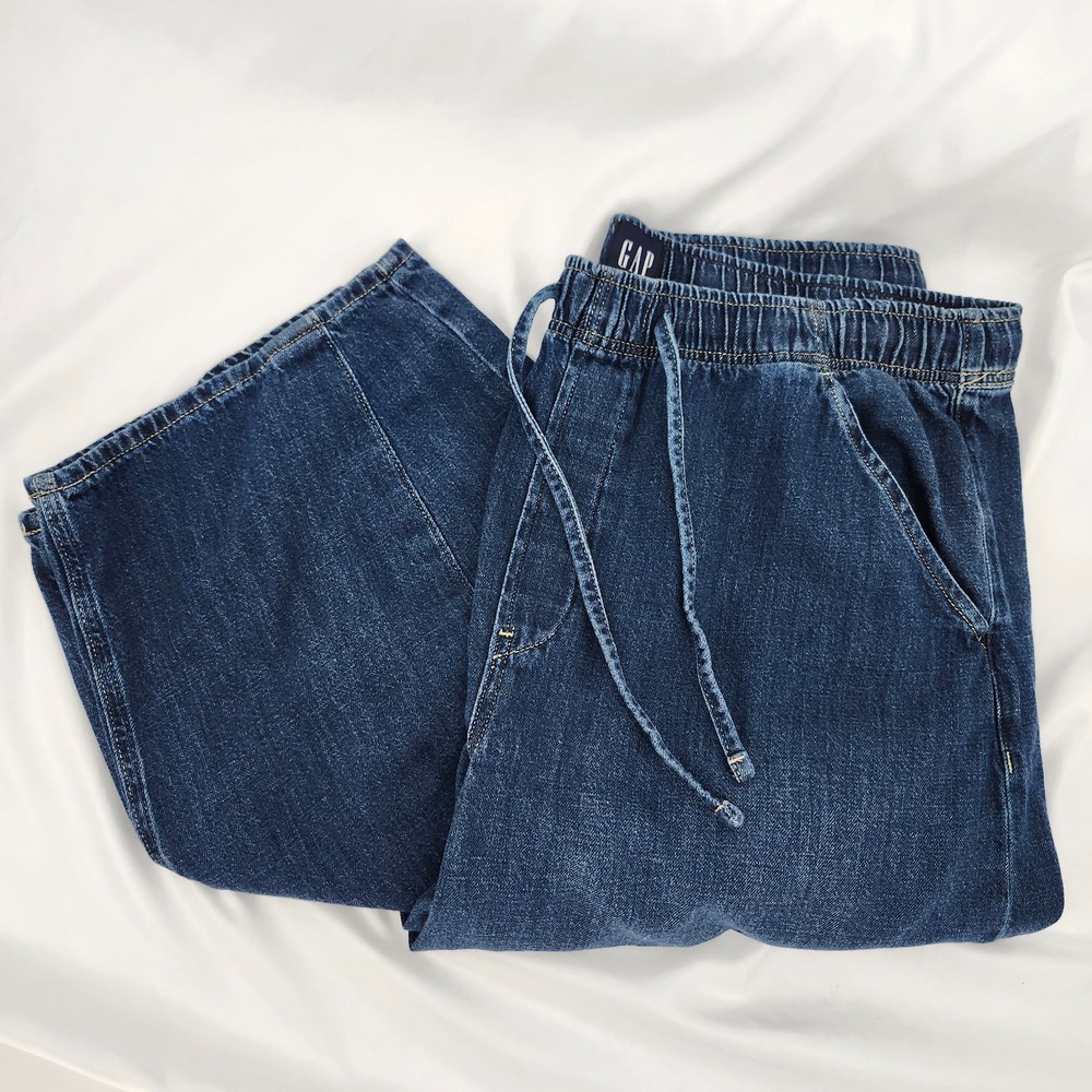Gap Womens Horseshoe Barrel Leg Pull On Jeans Size XL Tall Indie Skater Grunge